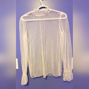 White polkadot mesh top